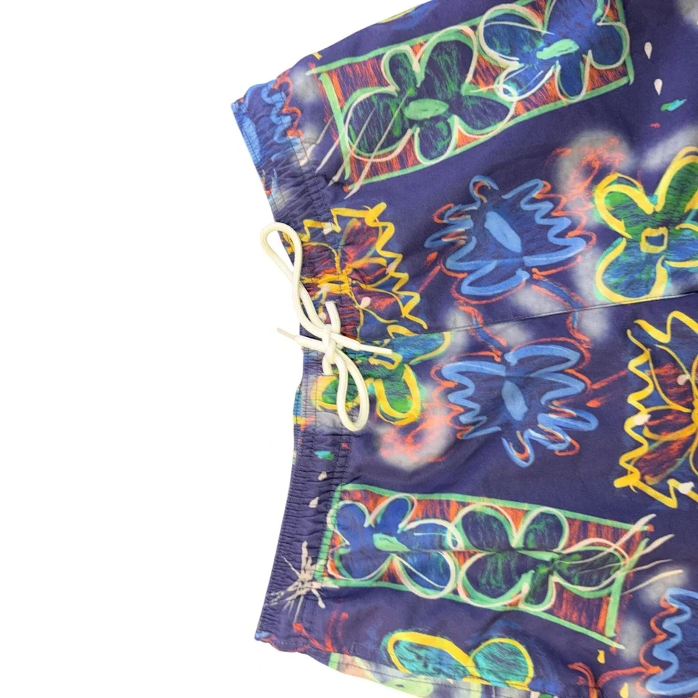 PacSun Mens Swim Trunks Purple Abstract Floral Graffiti Print Shorts Small